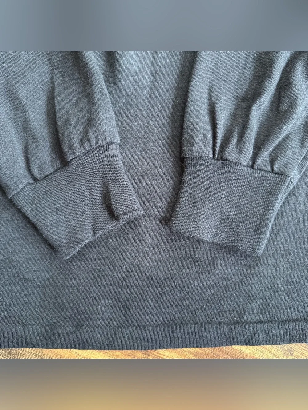 Vintage 70s 80s Deadstock Blank Black Cotton Long Sleeve Tee ~ Size Small - Picture 10 of 10